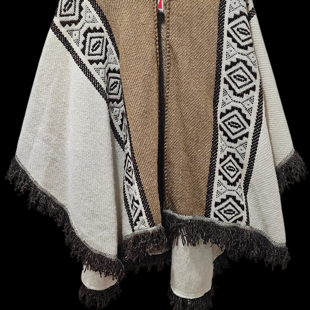 Elegant Tan and Cream Poncho